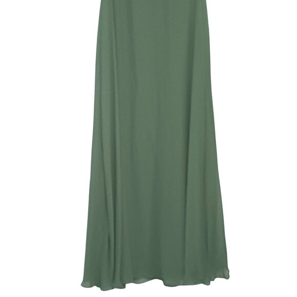 NEW After Six Deep V-Neck Chiffon Maxi Dress in Vineyard‎ Green Size 8 - Picture 6 of 15
